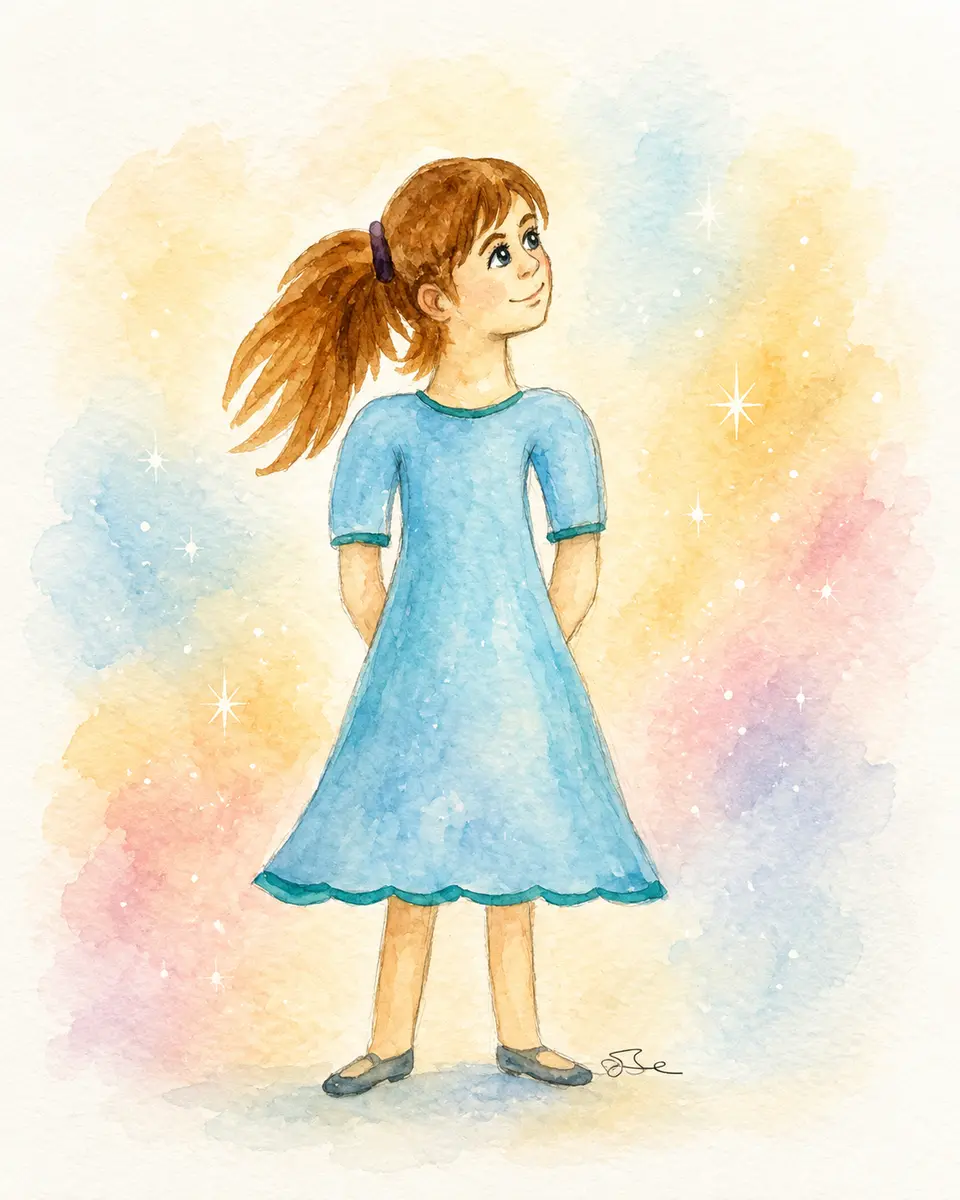 Emely in einer lichtvollen Aquarellwelt